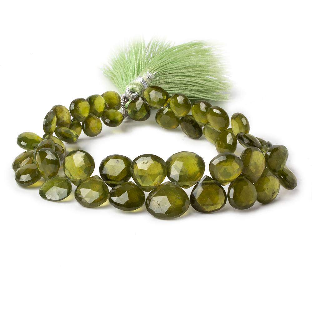 7x7mm - 11x11mm Idocrase Faceted Heart Briolette 8 inch 47 beads AAA