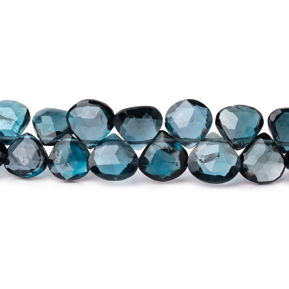 7x7x4mm London Blue Topaz Faceted Heart Beads 7.5 inch 52 pieces AA