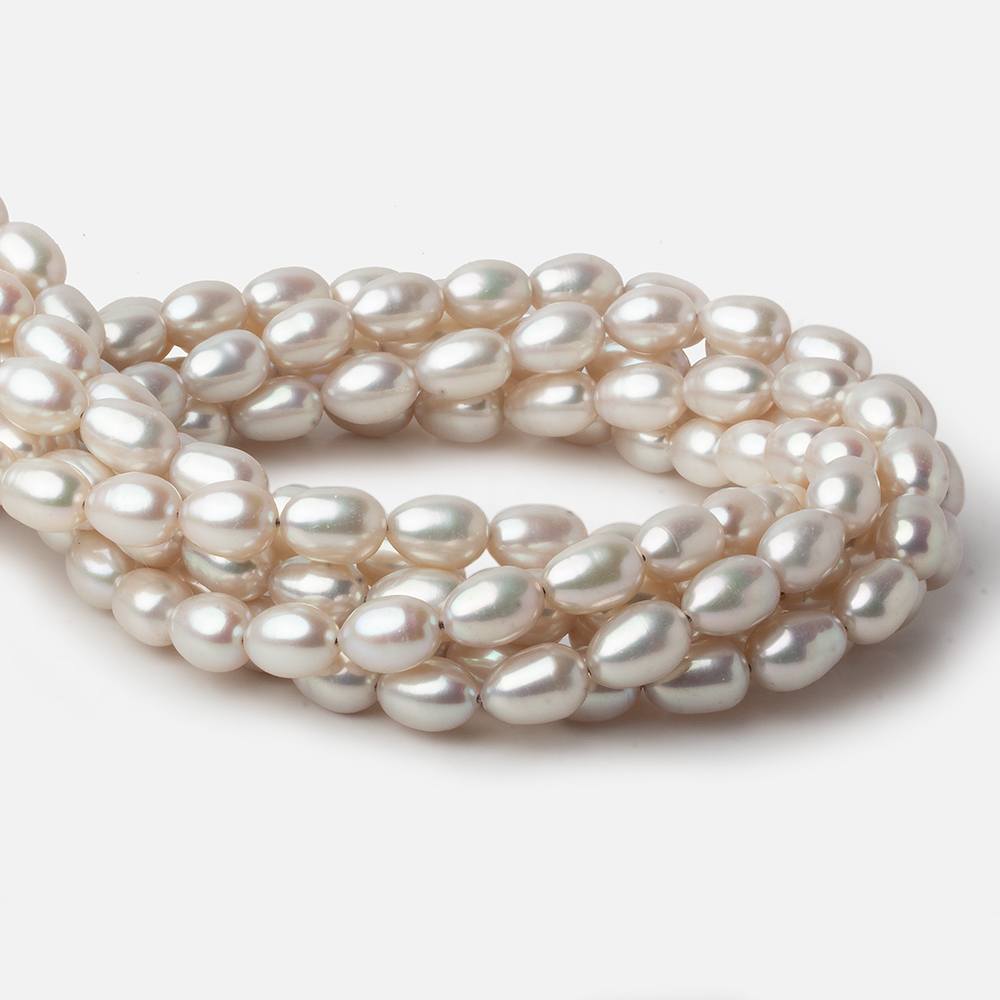 7x9-7x10mm Silver Champagne Straight Drill Oval Freshwater Pearl 16 inch 40 pieces A