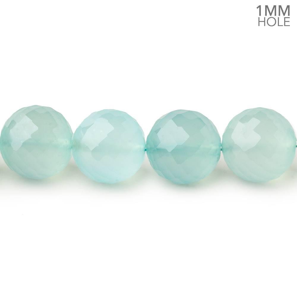 8-10mm Seafoam Blue Chalcedony faceted rounds 16 inch 44 large hole beads