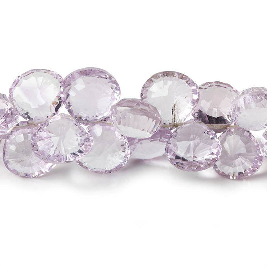 12-14mm Pink Amethyst Concave Faceted Heart Beads 8 inch 40 pieces