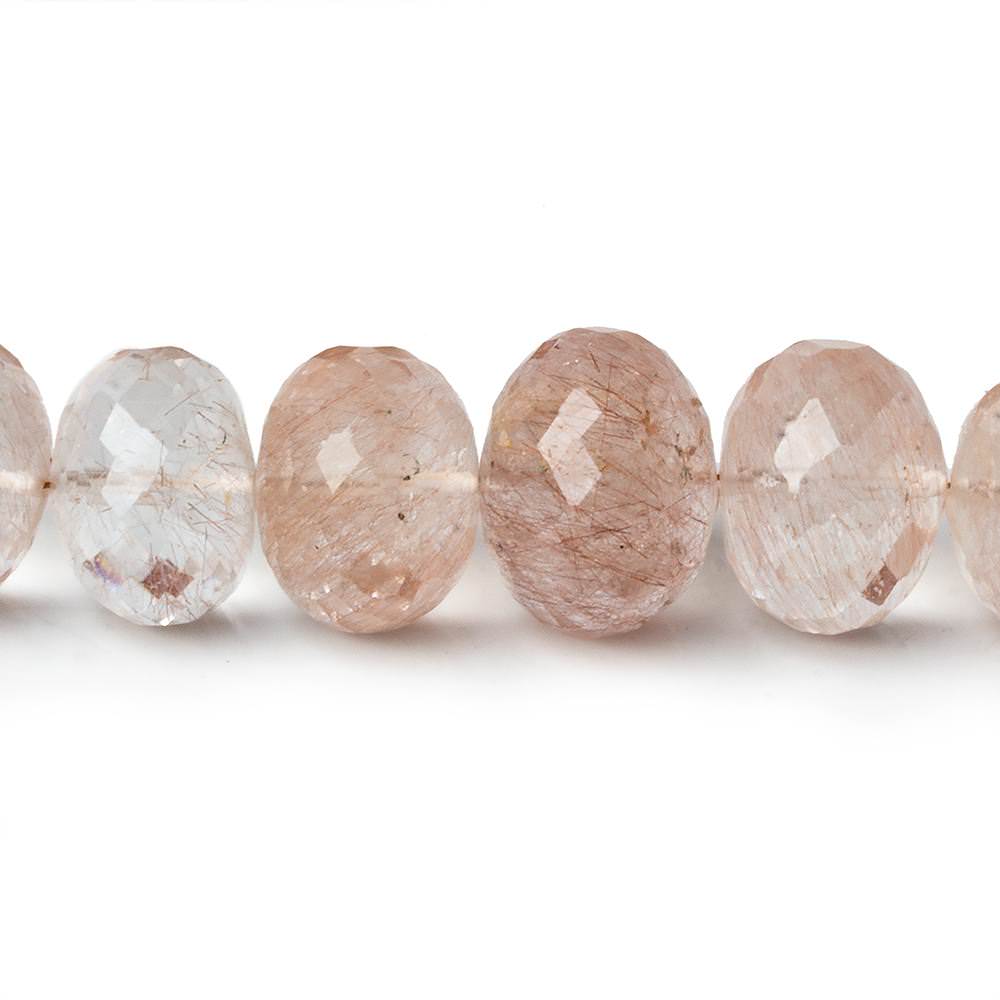 8-13.5mm Copper Rutilated Quartz faceted rondelles 16 inch 51 beads AA