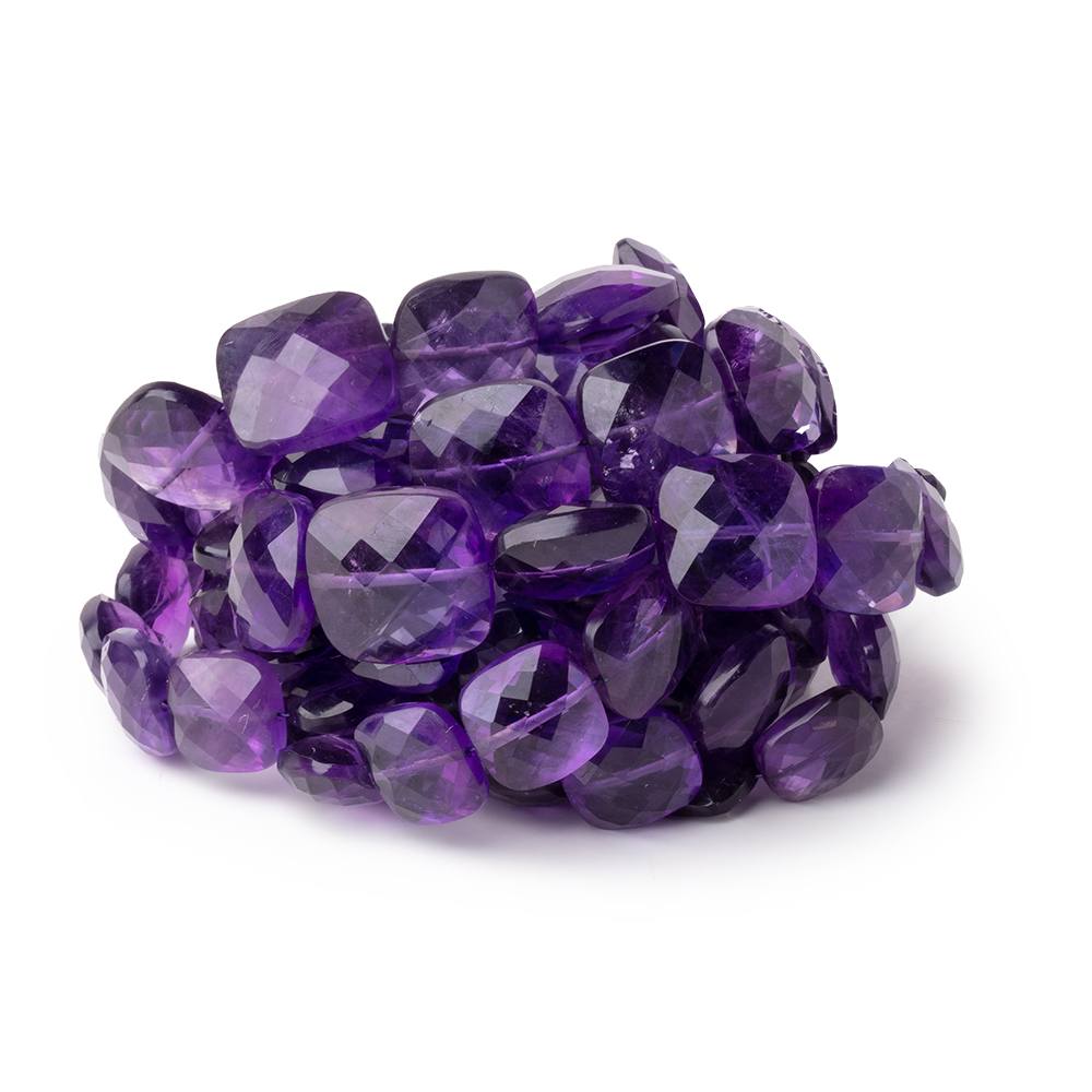 8-14mm Amethyst Faceted Cushion Beads 16 inch 35 pieces
