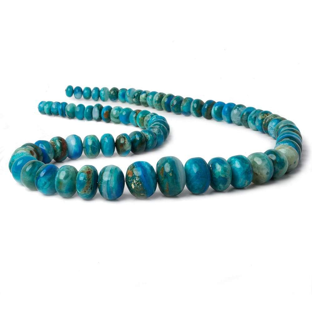 8-14mm Peruvian Blue Opal plain rondelle beads 20 inch 70 pieces A