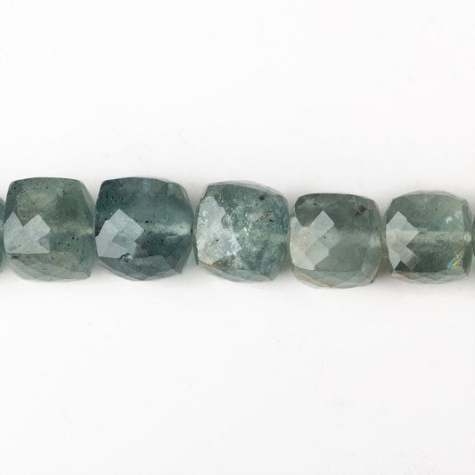 8-8.5mm Moss Aquamarine Faceted Cube Beads 8 inches 27 pieces