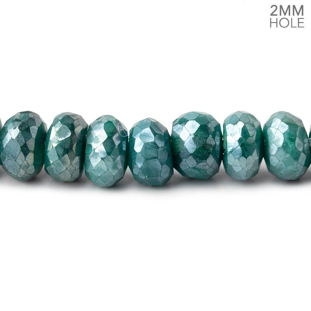 8-8.5mm Mystic Green Moonstone 2mm Large Hole Faceted Rondelles 8 inch 34 Beads