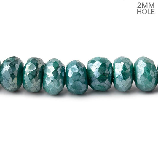 8-8.5mm Mystic Green Moonstone 2mm Large Hole Faceted Rondelles 8 inch 34 Beads