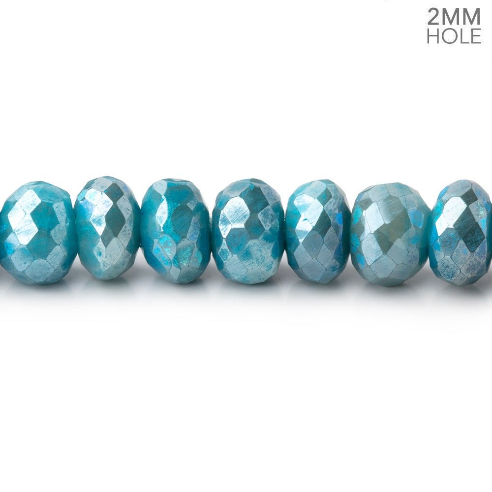 8-8.5mm Mystic Teal Moonstone 2mm Large Hole Faceted Rondelles 8 inch 35 Beads