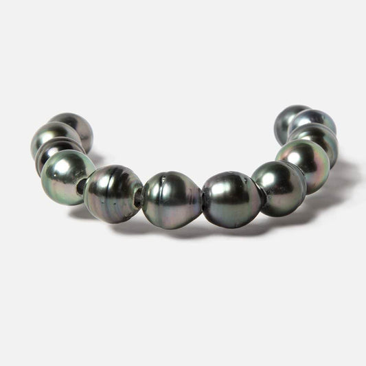 8-9mm Peacock Tahitian Ringed Saltwater Large Hole Pearls 12 pieces