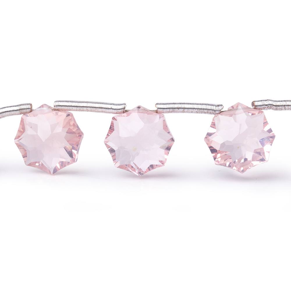 8-9mm Rose Quartz Concave Faceted Starburst Beads 8.5 inch 15 pieces AAA