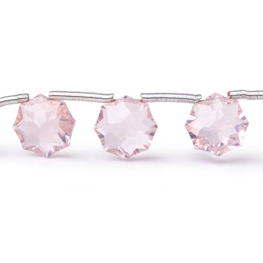 8-9mm Rose Quartz Concave Faceted Starburst Beads 8.5 inch 15 pieces AAA