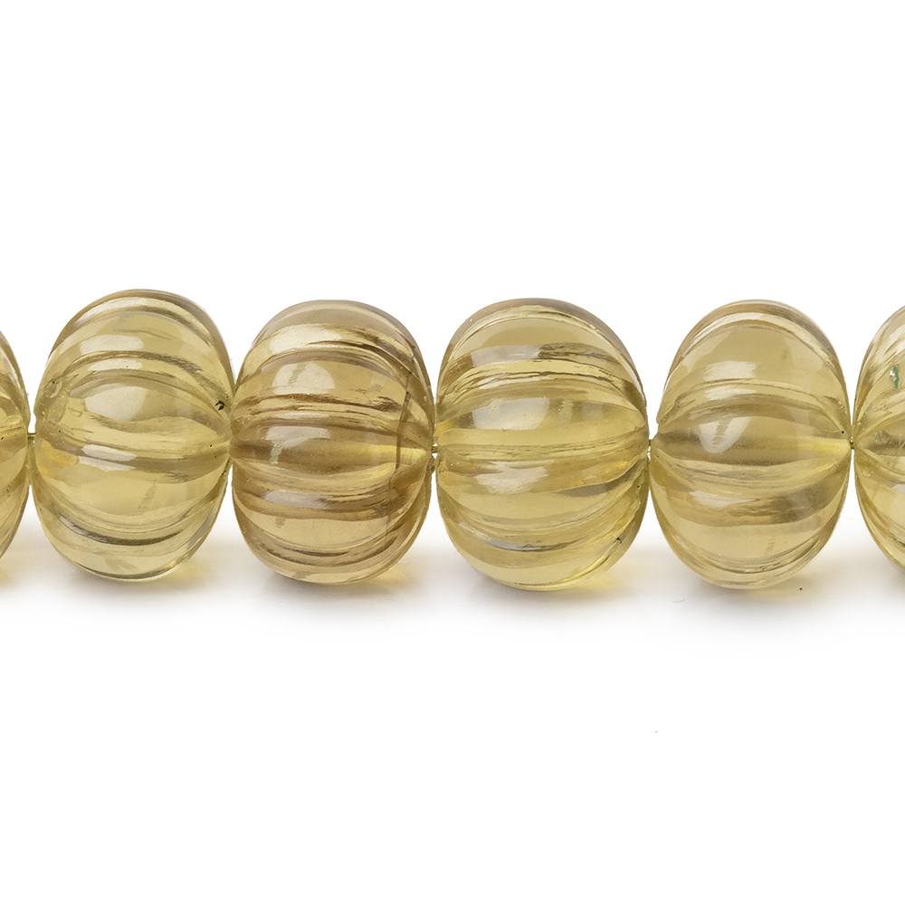 8.5-12.5mm Lemon Quartz Hand Carved Melon Rondelles 17 inch 55 Beads AA
