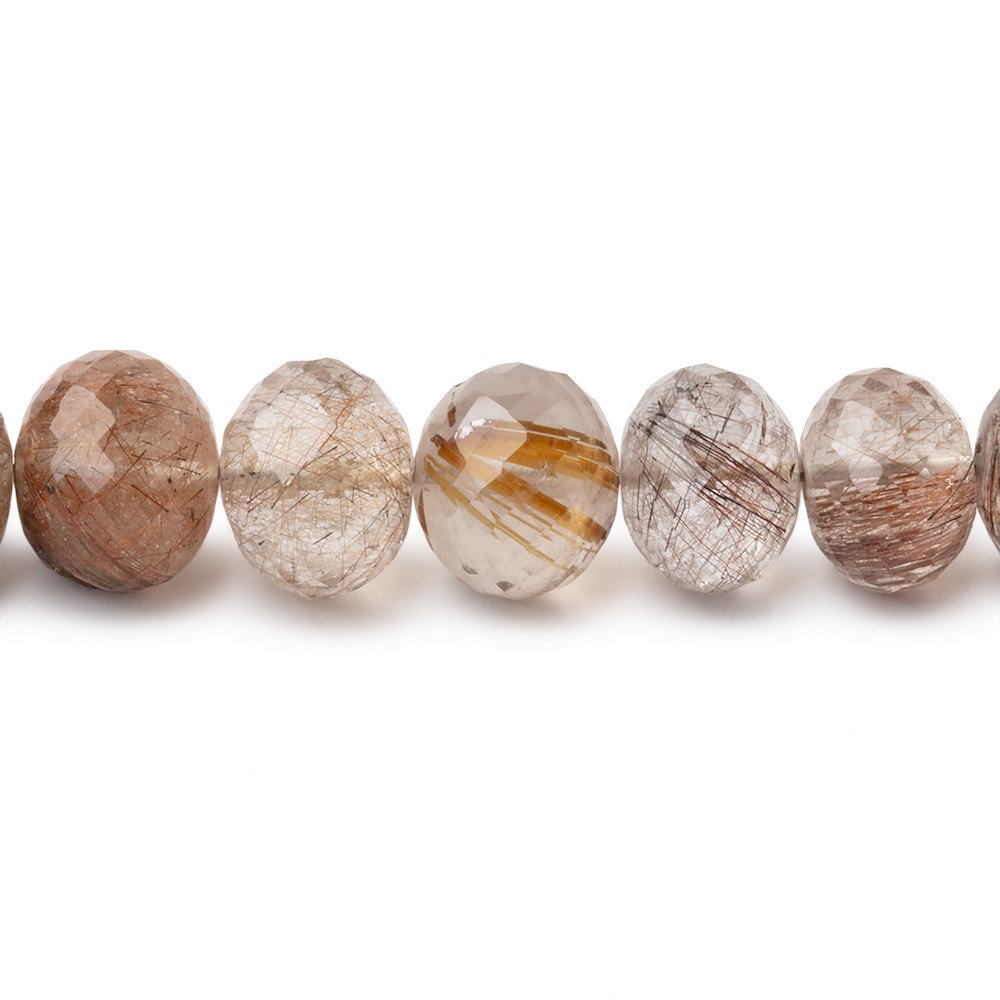 8.5-9.5mm Rutilated Quartz Faceted Rondelle Beads 8 inch 29 pieces