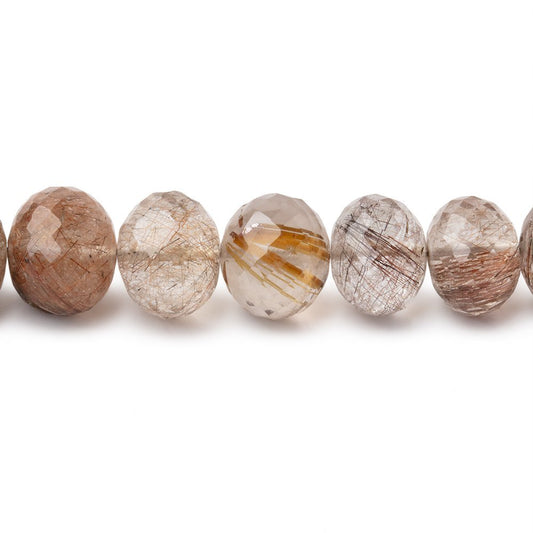 8.5-9.5mm Rutilated Quartz Faceted Rondelle Beads 8 inch 29 pieces