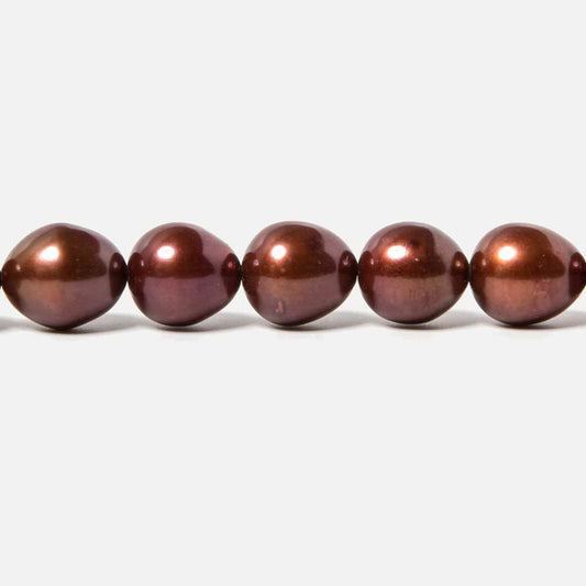 8.5x9mm Chocolate Cherry Straight Drill Oval Freshwater Pearl 40pcs