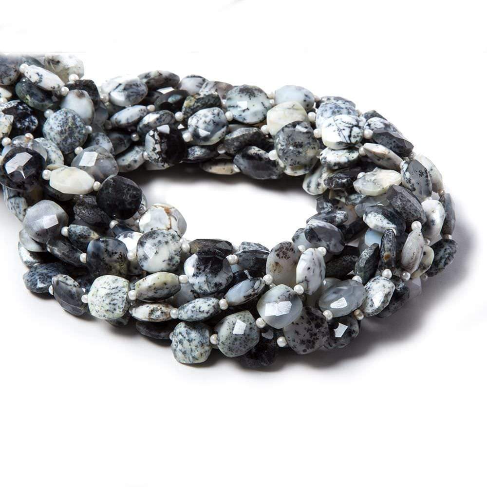 8.5-9mm Dendritic Opal faceted pillow beads 14 inch 33 pieces