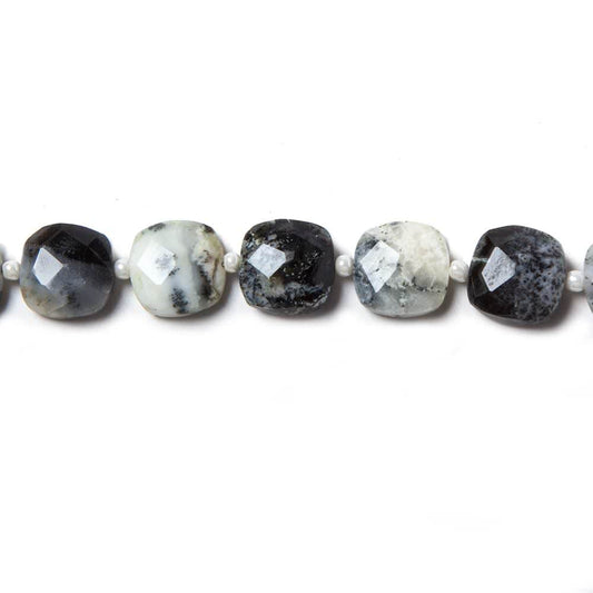 8.5-9mm Dendritic Opal faceted pillow beads 14 inch 33 pieces