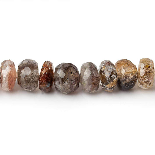 8.5-9mm Multi Rutilated Quartz Faceted Rondelle 15 inch 75 pieces A