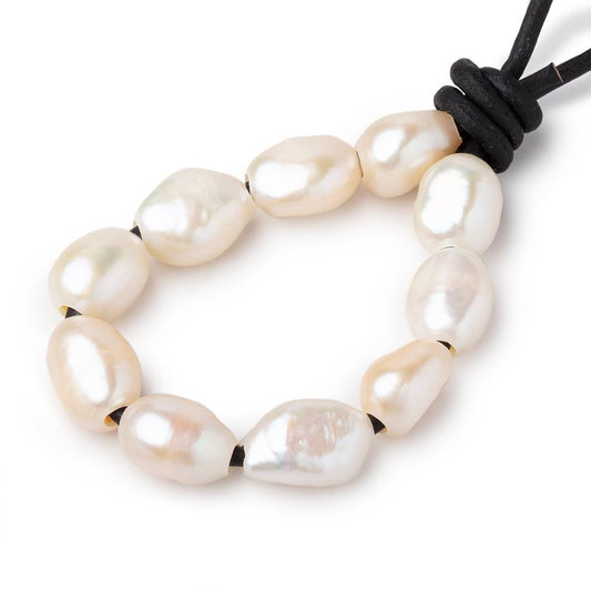 10.5-13mm Cream Large Hole Baroque Pearls Set of 10