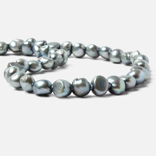 8.5x9.5-9.5x11.5mm Chambray Blue Baroque 2.5mm large hole Pearls 15 in. 43 pcs