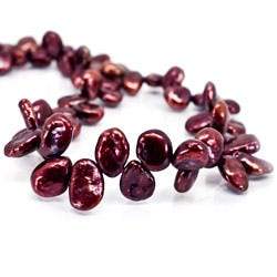 8mm - 10mm Merlot Top Drill Keshi Pearl, 15 inch