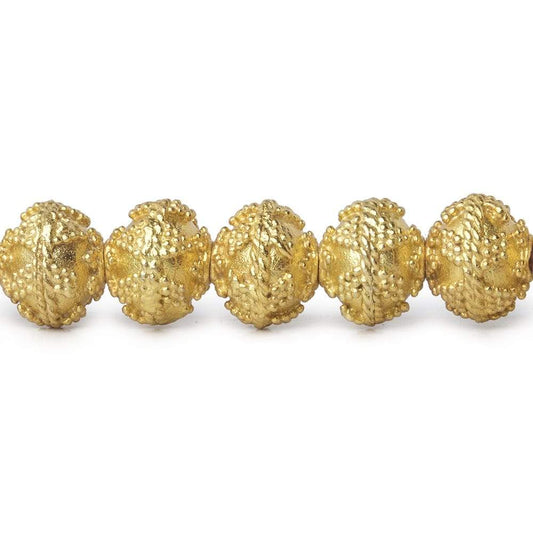 8mm 22kt Gold plated Copper Bead Miligrain Small and Large Triangle Design 8 inch 28 pieces