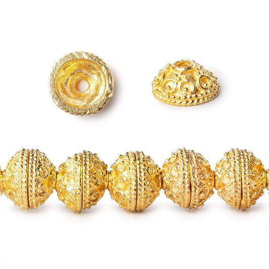 8mm 22kt Gold Plated Copper Bead Cap Petite Persian 8 inch 56 pioeces