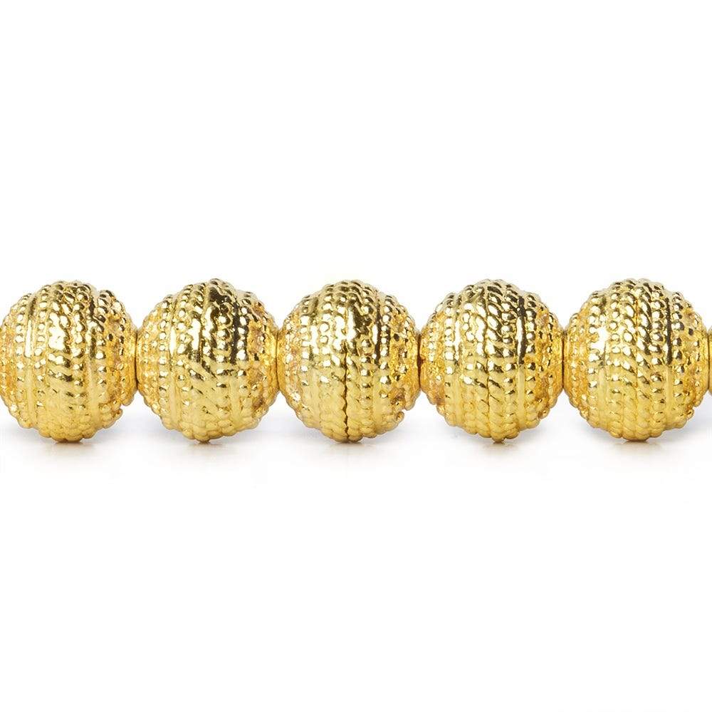 8mm 22kt Gold plated Copper Bead Miligrain Rings 8 inch 27 pieces