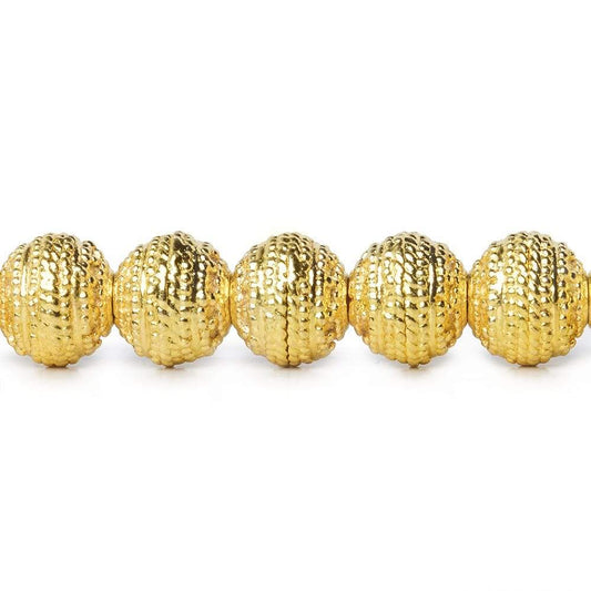 8mm 22kt Gold plated Copper Bead Miligrain Rings 8 inch 27 pieces