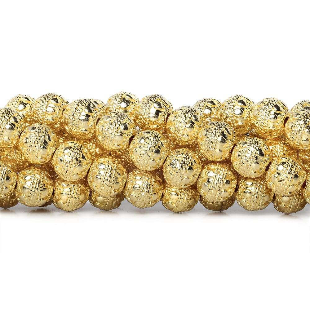8mm 22kt Gold plated Copper Bead Round Dot Design 8 inch 28 pieces