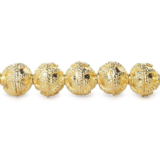 8mm 22kt Gold Plated Copper Bead Roval  Miligrain Triangle 8 inch 28 pieces