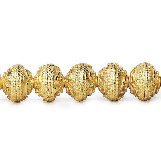 8mm 22kt Gold Plated Copper Bead Roval Triple Miligrain Center 8 inch 28 pieces