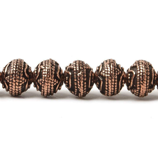 8mm Antiqued Copper Beads Roval Triple Leaf tip 8 inch 28 pcs