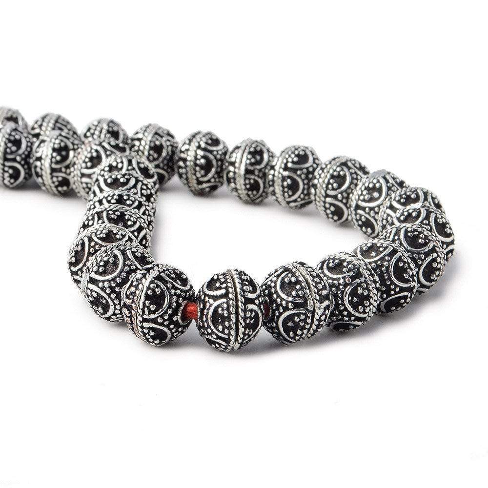 8mm Antiqued Silver Plated Copper Bead Cap Persian Design 8 inch 58 pieces