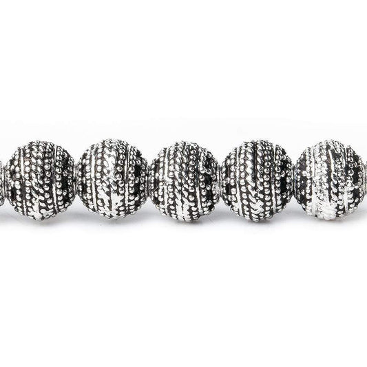 8mm Antiqued Sterling Silver plated Copper Bead Miligrain Rings 8 inch 28 pieces