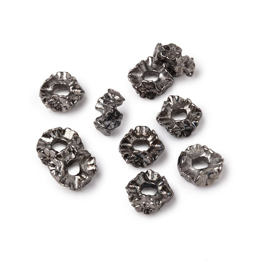 8mm Black Gold Plated Copper Floral Edge Spacer Set of 10 Large Hole Beads