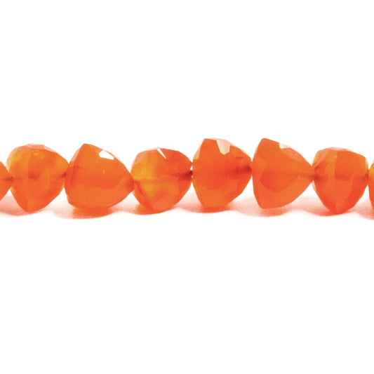 8mm Carnelian Straight Drilled Faceted Trillion Beads 8 inch 24 pieces