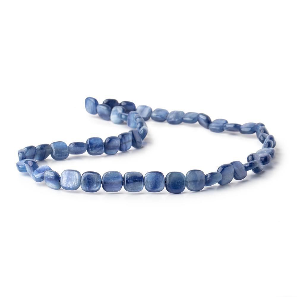 8mm Ceylon Blue Kyanite plain square beads 16 inch 51 pieces AA Grade