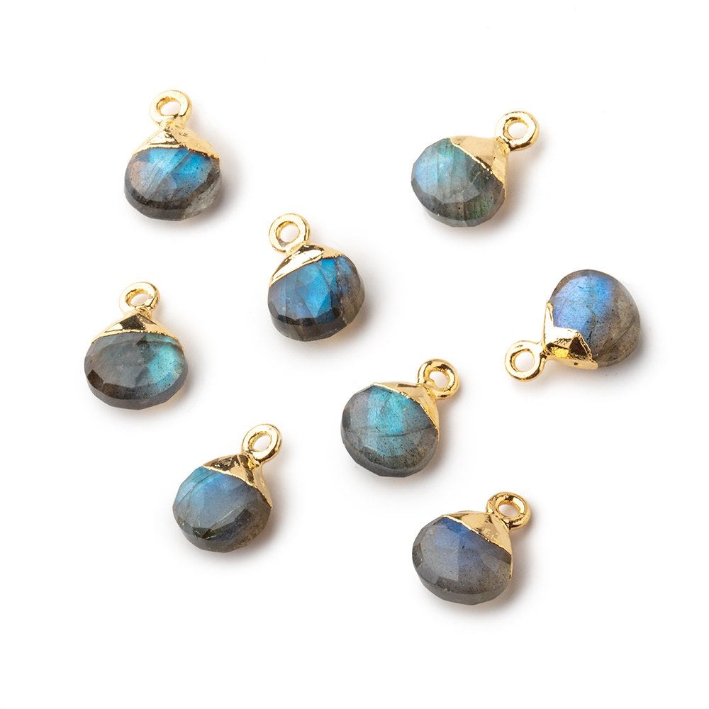 8mm Gold Leafed Labradorite faceted heart 1 focal bead