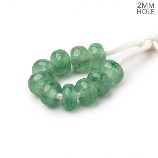8mm Green Aventurine 2mm Large Hole Plain Rondelle Set of 10