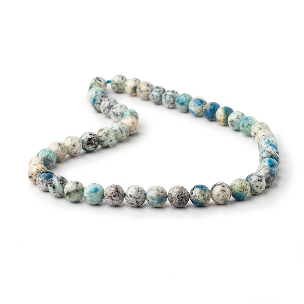 8mm K2 Azurite Granite "K2 Jasper" Faceted Rounds 14.5 inch 46 Beads