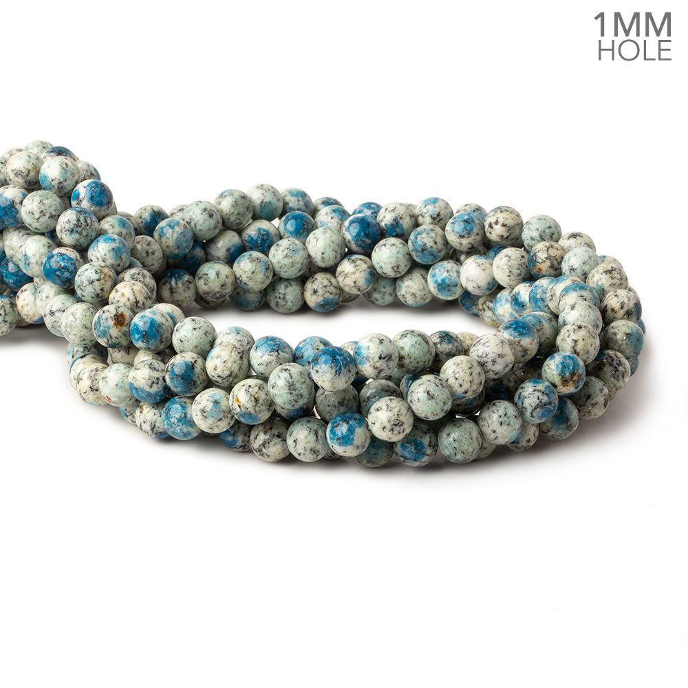 8mm K2 Azurite Granite "K2 Jasper" plain round beads 16 inch 50 beads AA 1mm large hole