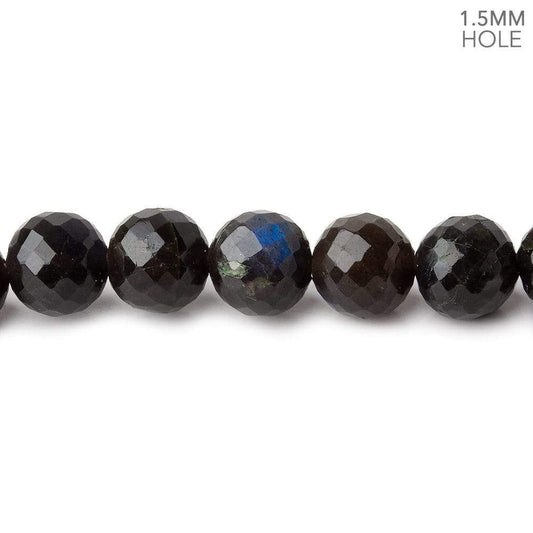 8mm Labradorite faceted rounds 18 inch 61 large hole beads  A