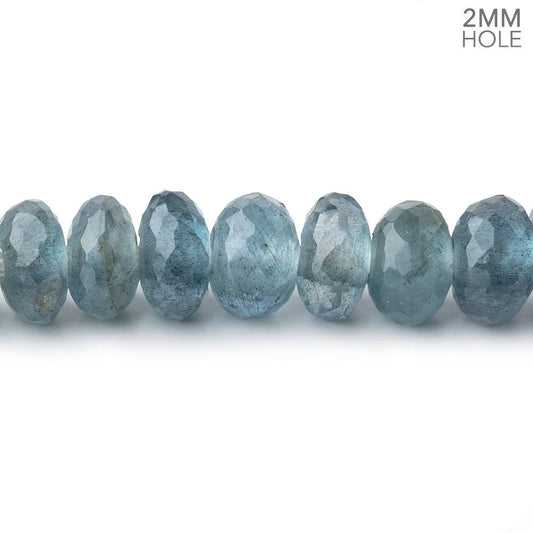 8mm Light Moss Aquamarine 2mm Large Hole Faceted Rondelle Beads 8 inch 36 pieces AAA