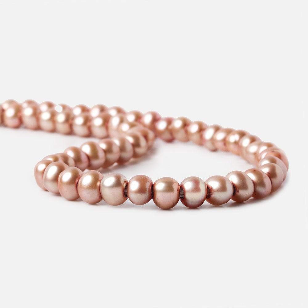 8mm Light Salmon Large Hole Off Round Freshwater Pearls 15 inches 64 pieces
