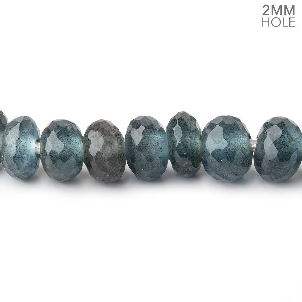 8mm Moss Aquamarine 2mm Large Hole Faceted Rondelles 8 inch 36 Beads AAA
