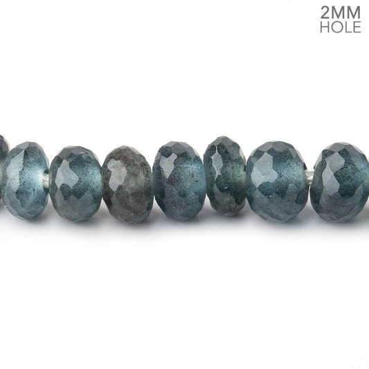 8mm Moss Aquamarine 2mm Large Hole Faceted Rondelles 8 inch 36 Beads AAA