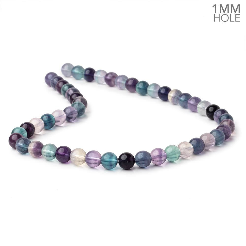 8mm Multi Color Fluorite Plain Round Beads 15.5 inch 48 pieces AA 1mm hole