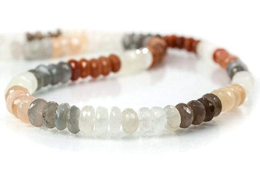 8mm Multi Color Moonstone Faceted Rondelle Beads 18 inch 107 beads