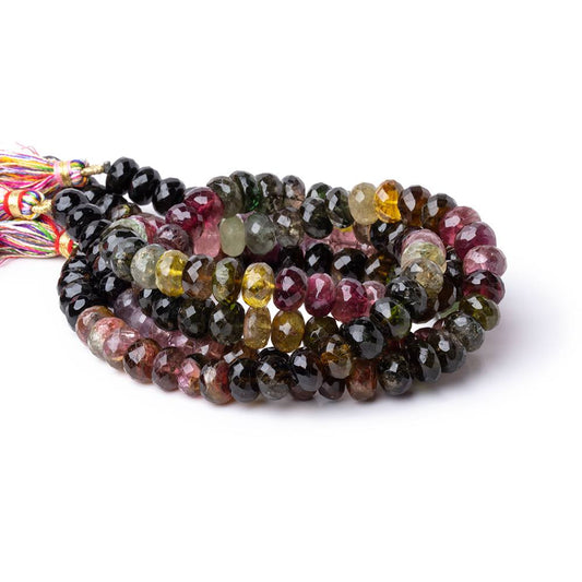 8mm Multi Color Tourmaline Faceted Rondelle Beads 15.25 inch 72 pieces AA